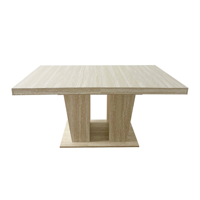 Rectangular extendable dining table, 29.53" H x 35.43" W x 78.74" D, Beige, MDF