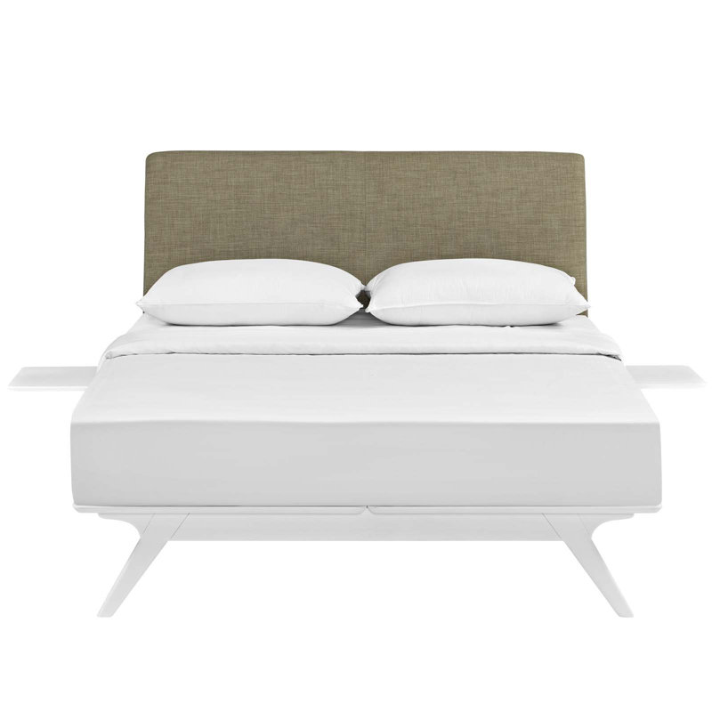 Modway Tracy Platform Bed Frame, Latte, Queen, Manufactured Wood