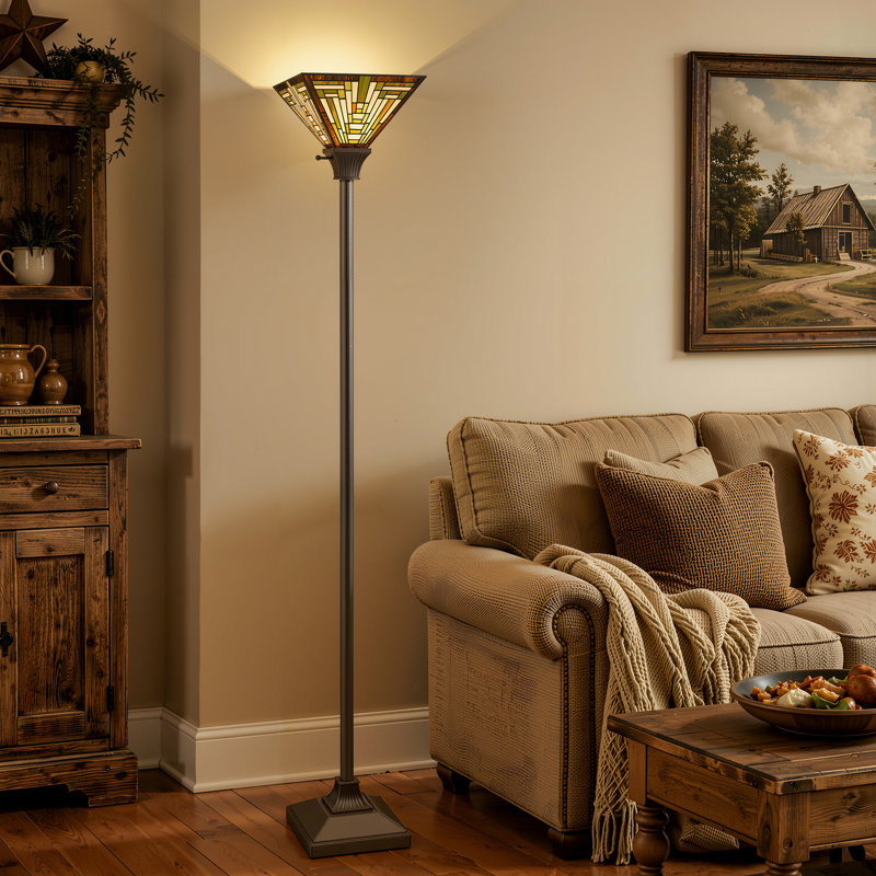 Lampe torchère sur pied avec support E26 (lumière DEL incluse), lampe sur pied rétro antique pour le salon