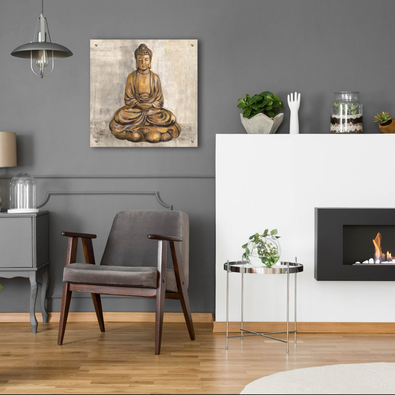 Art mural épique «Bronze Buddha» par Silvia Vassileva, 24 po x 24 po, H 24 po x l 24 po