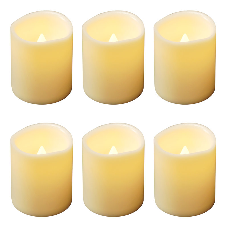 Battery Operated Mini Unscented Pillar Candle - 6 Count