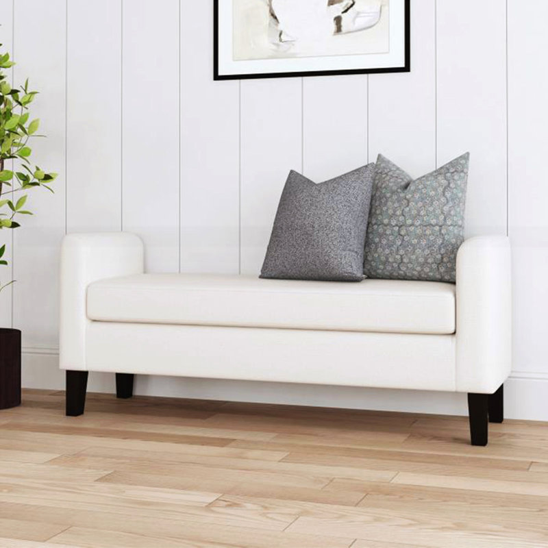 Banc d'appoint rembourré en tissu avec accoudoirs
