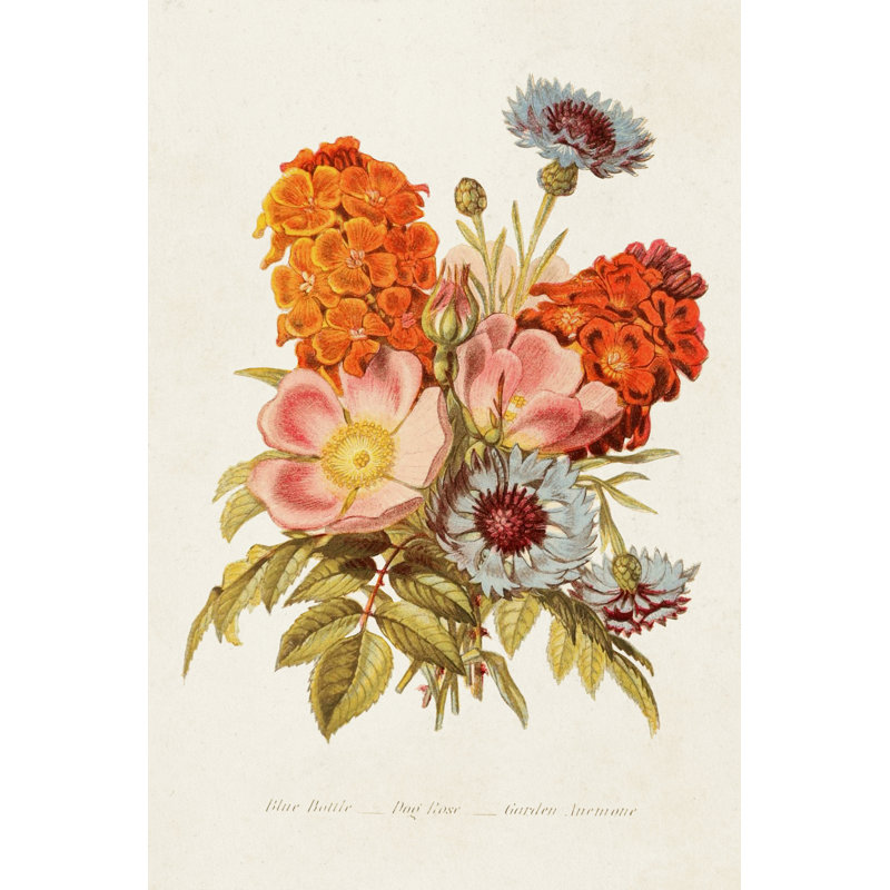 Antique Floral Bouquet II - peinture sur toile tendue, H 36 po x l 24 po
