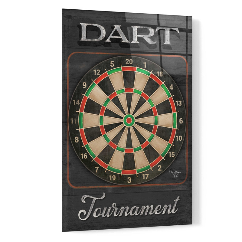 «Dart Tournament» par Mollie B, art mural en verre acrylique, H 24 po x l 16 po x P 0,2 po