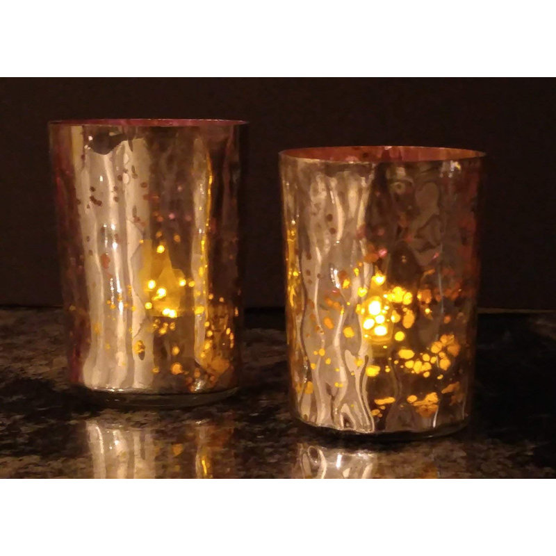 4'' H Glass Tabletop Votive Holder, Dark Blue