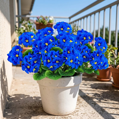 10 pièces de fleurs de soie réalistes artificielles en géraniums pour l'extérieur, résistantes aux rayons UV, géraniums, pour la décoration intérieure et extérieure