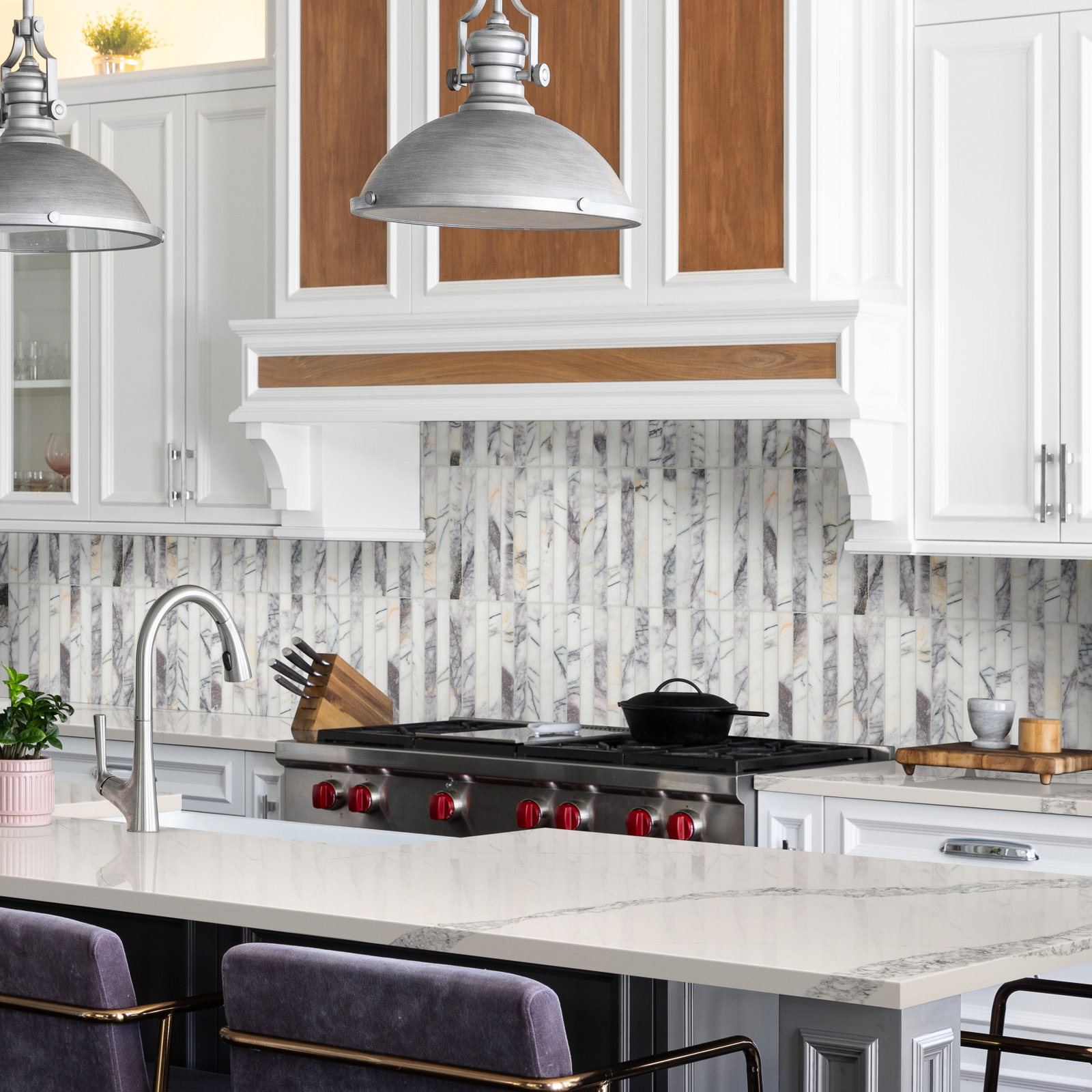 Amethyst Shell 11 in. x 12 in. Honed Marble Mosaic Floor and Wall Tile