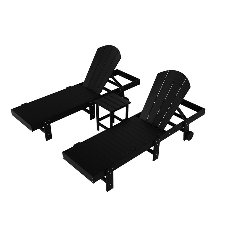 Ensemble de chaises longues inclinables extérieures en poly Lagune, Noir