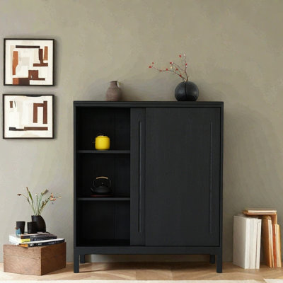 Armoire d'entrée en bois massif de style Wabi-Sabi
