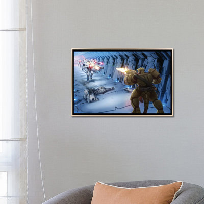 «Obozaya Gunning Down Robots», reproduction d'art sur toile encadrée