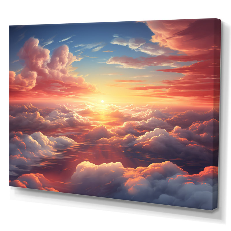 Jaune et rose coucher de soleil dans le ciel I - art mural ciel, Toile tendue, H 12 po x l 20 po x P 1 po