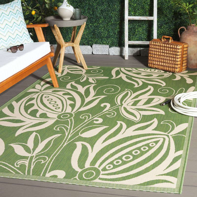 Marpain Performance Floral Indoor/Outdoor Area Rug, Rectangle 5'3" x 7'7"