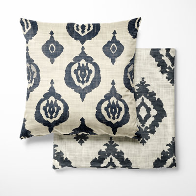 Ikat noir et beige - coussin décoratif imprimé Ikat 2 pièces