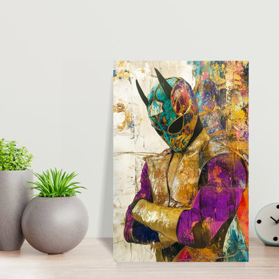 Art mural urbain contemporain abstrait et coloré, Urban Masked Warrior