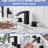 Matte Black 8 Inch Widespread 3 Hole Bathroom Sink Faucet With Double Lever Handles And Cartridge Valve, Deck - Mounted Stainless Steel In Safe Drinking Water