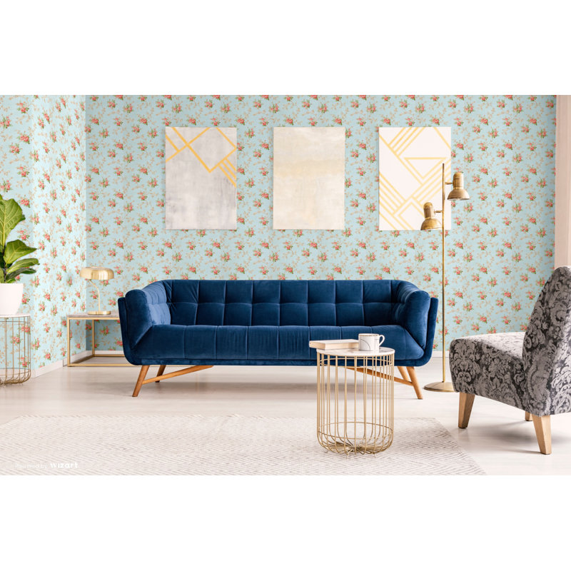 Tabitha 10m x 53cm Wallpaper Roll, Light Blue