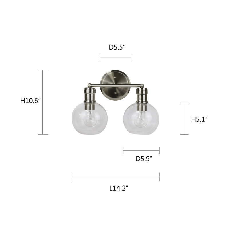 Éclairage pour meuble-lavabo à 2 lumières à intensité variable en nickel brossé