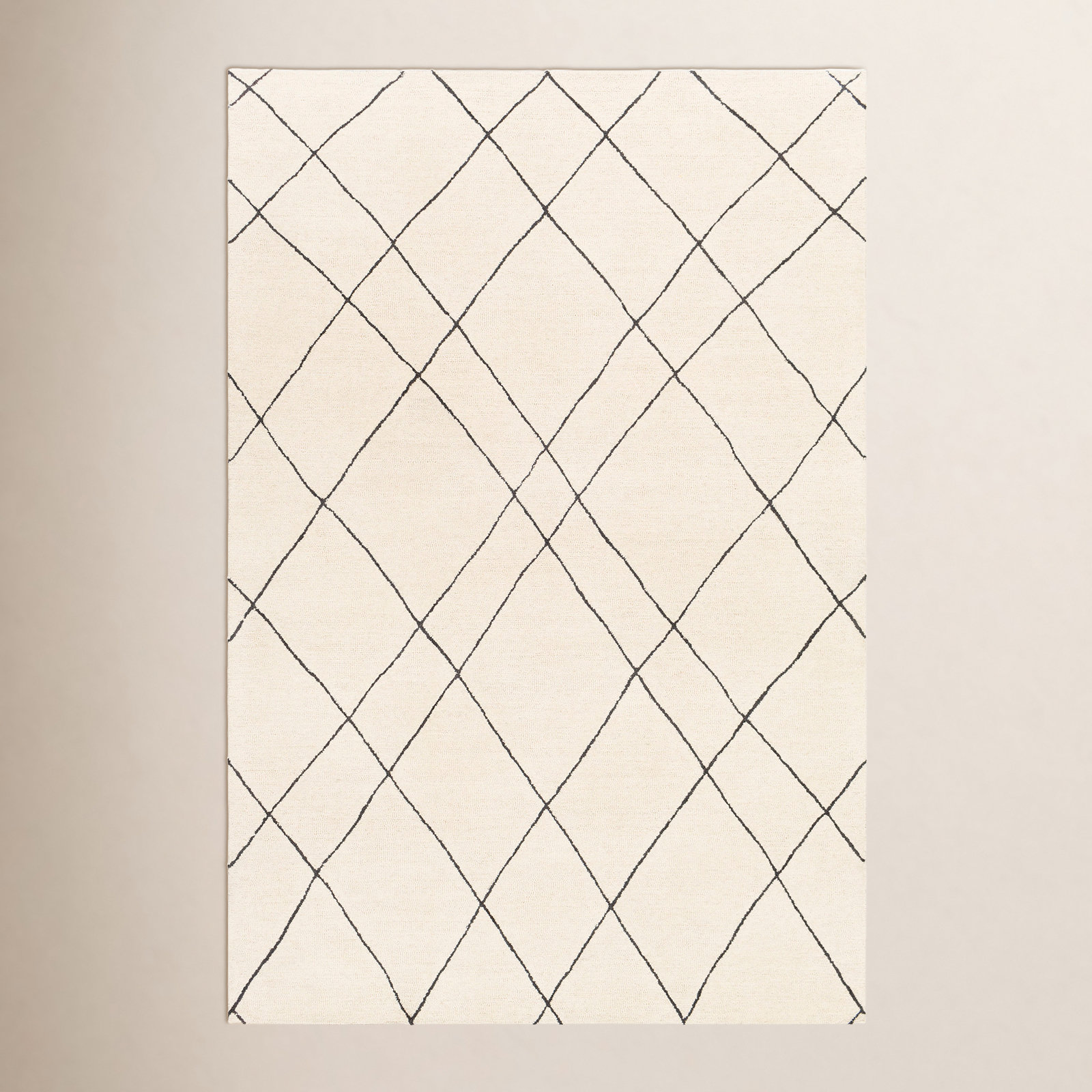 Seaton Black Cream Hand-Tufted Abstract Wool Rug, Rectangle 8'10" x 12'