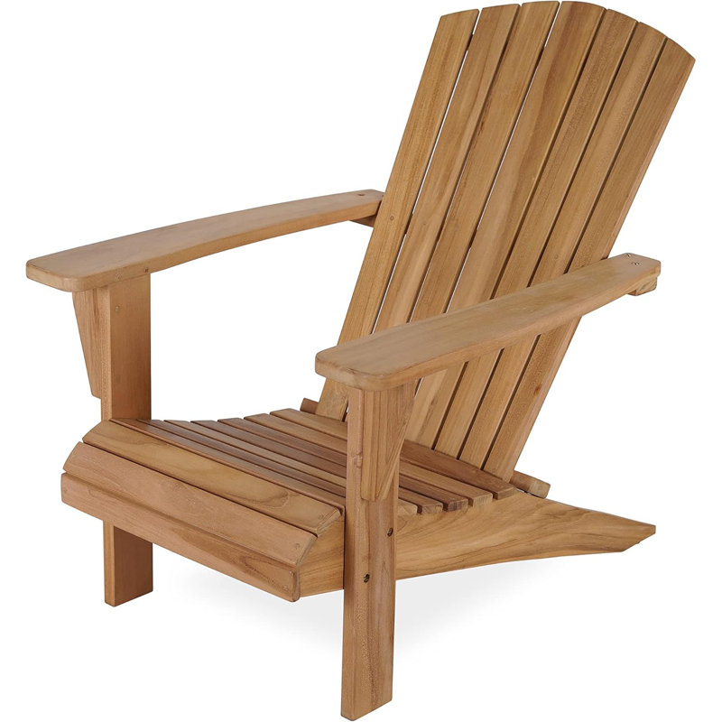 Chaise Adirondack en teck à 6 panneaux avec repose-pieds