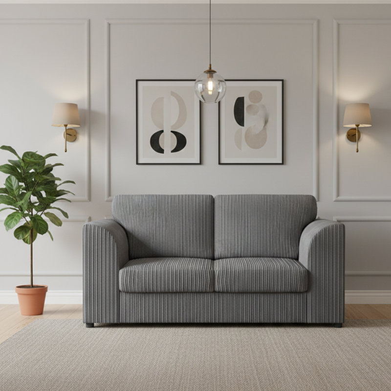 2 Seater Corduroy Sofa, Grey