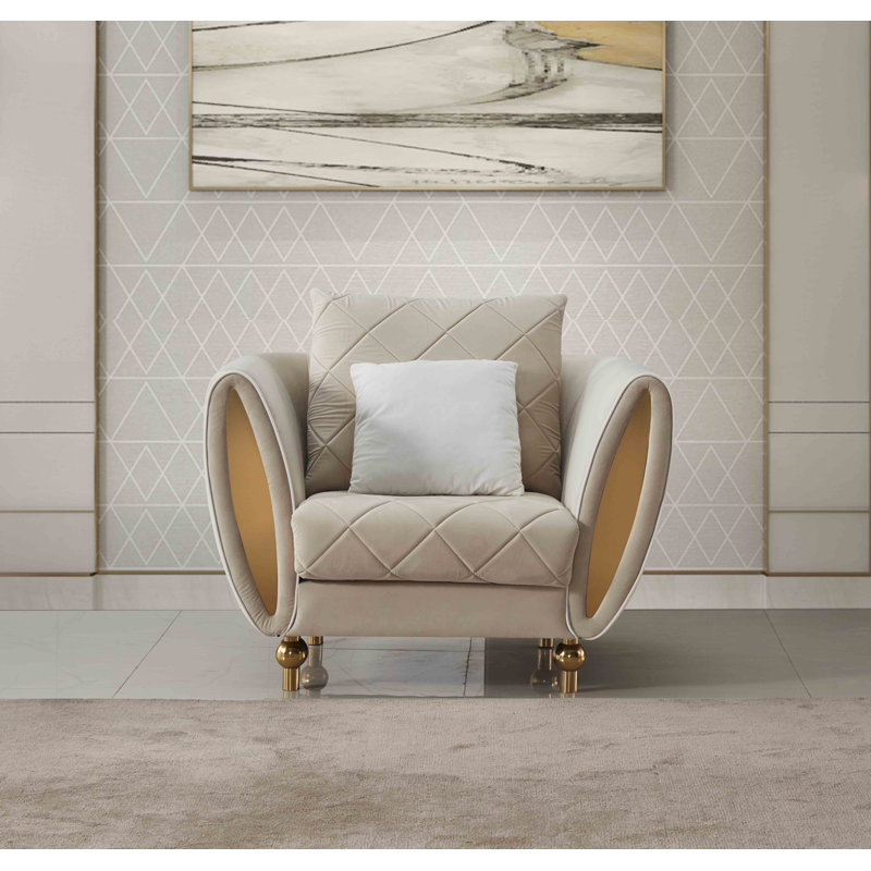 Vaughan Velvet Armchair, Beige