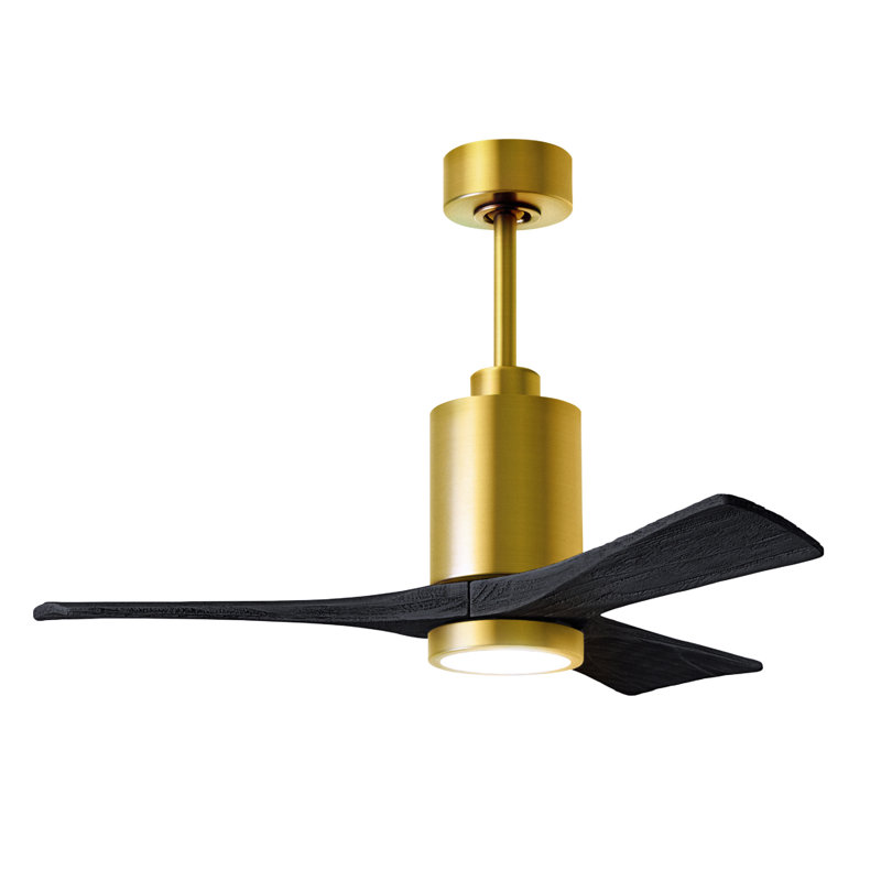 Ventilateur de plafond à 3 pales à DEL avec télécommande Patricia et ensemble d'éclairage inclus Patricia, Laiton brossé, 42"
