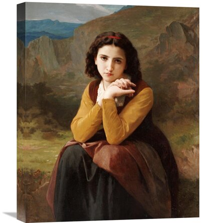 Reflective Beauty. Mignon Pensive On Canvas by William-Adolphe Bouguereau Print