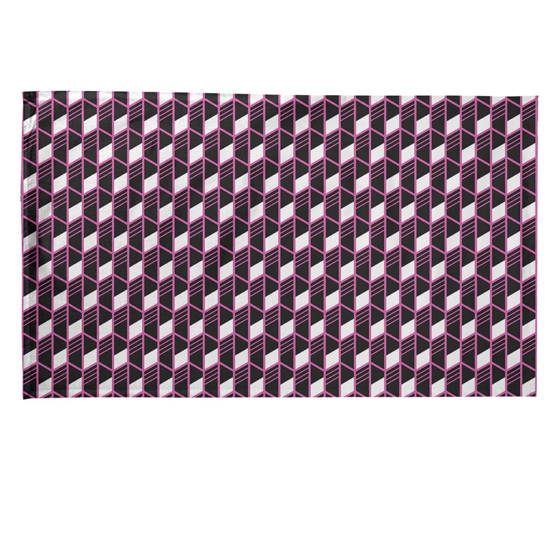 Torchon Suoz, Polyester sergé, Rose / Noir
