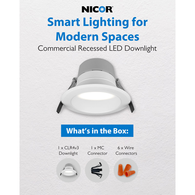 4" Commercial Recessed LED Downlight Black, White