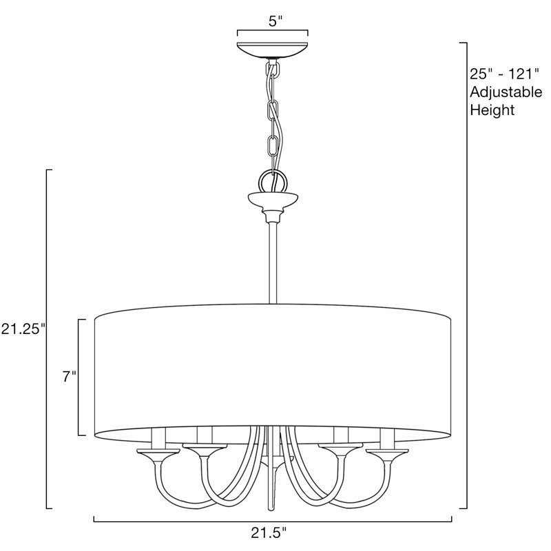 Jahmaad 5 - Light Dimmable Drum Chandelier