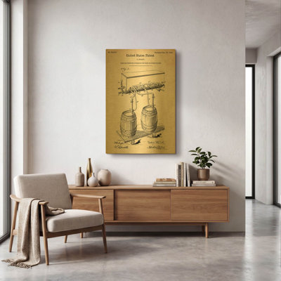 «Beer Barrel», brevet d'art rétro «Blue Art» par 24 po x 36 po