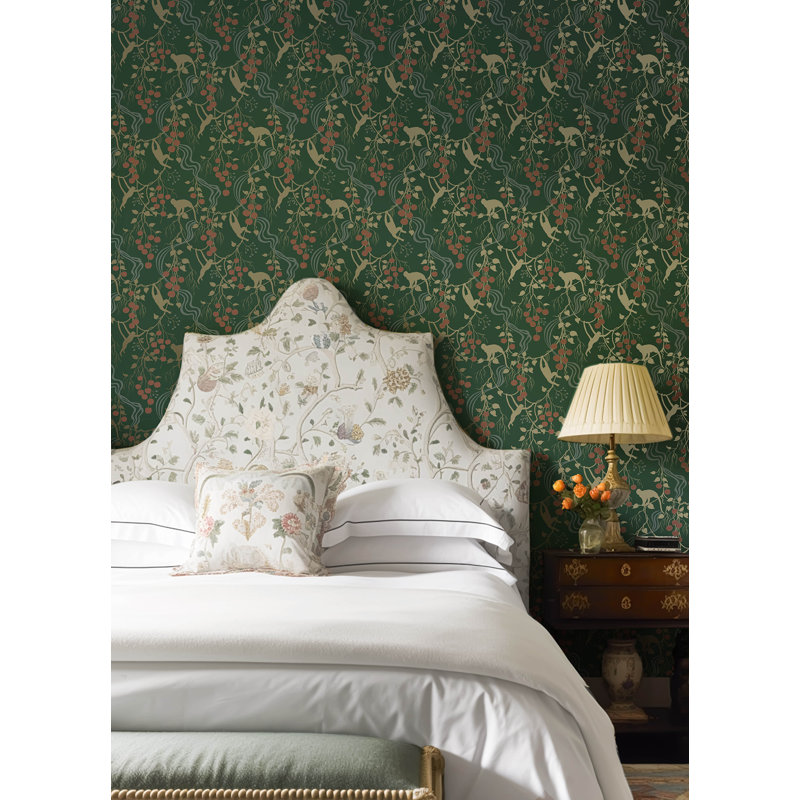 Linden Black Jungle Canopy Wallpaper, Green