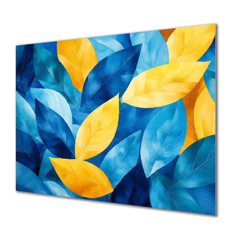 «Blue Leaves», impression numérique sur métal, H 24 po x l 32 po