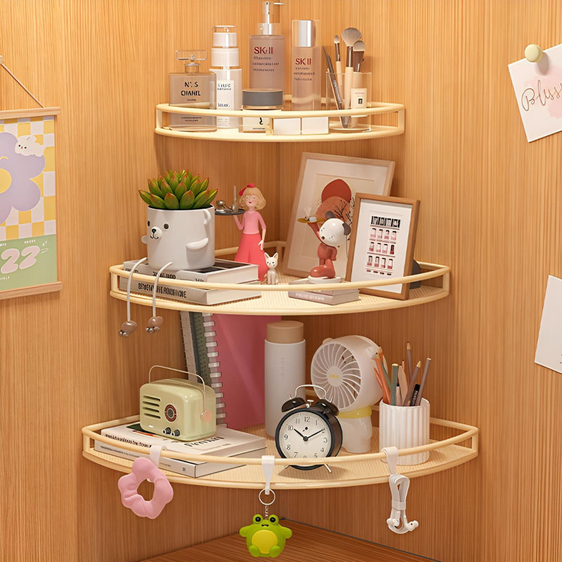 Tablette de coin multicouche | Organisateur de rangement mural sans perceuse