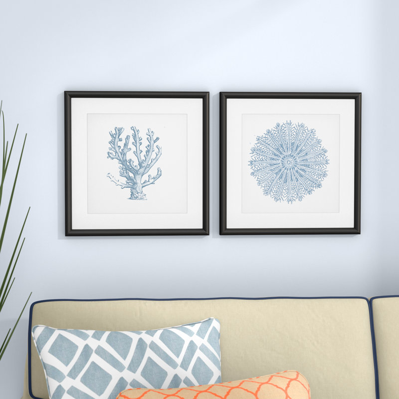 Corail 2 - ensemble de 2 reproductions d'art graphique, Cadre noir