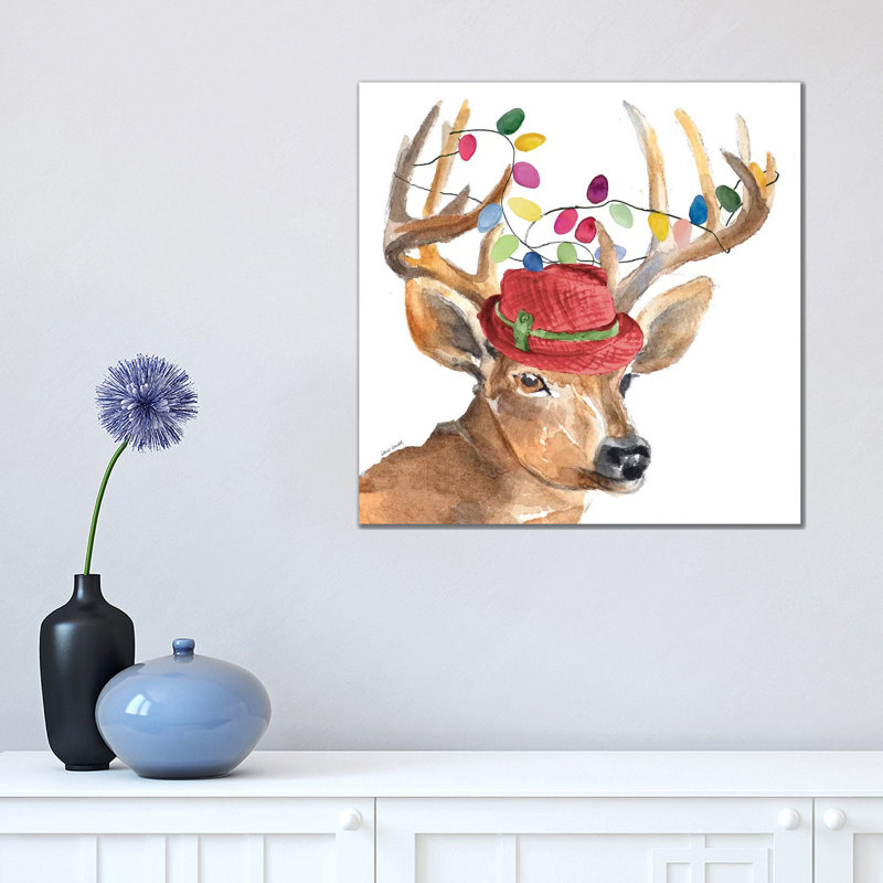 Christmas Light Reindeer Hat by Lanie Loreth - Wrapped Canvas Print, 45.72cm H x 45.72cm W x 1.905cm D