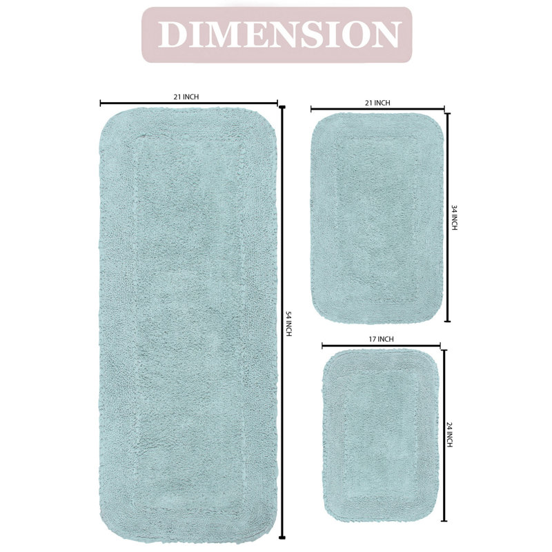 Ensemble de tapis pour salle de bain 3 pièces Aceyon, Bleu ciel