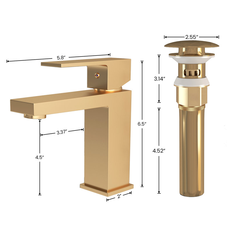 Faucetpopup301 Bathroom Faucet with Drain Assembly, Brushed Gold