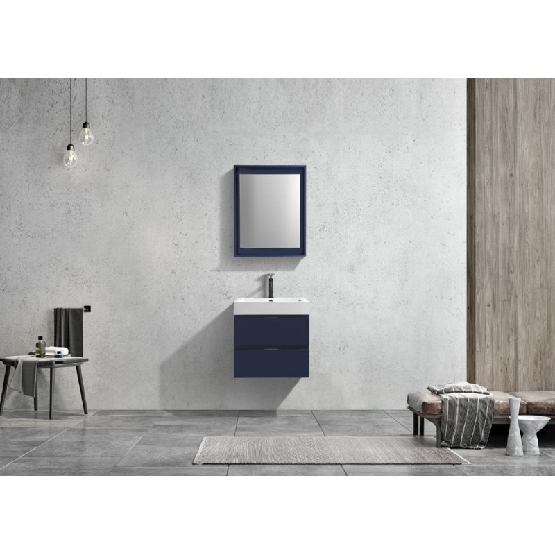 Parsonage Single Bathroom Vanity with Acrylic Top, Blue