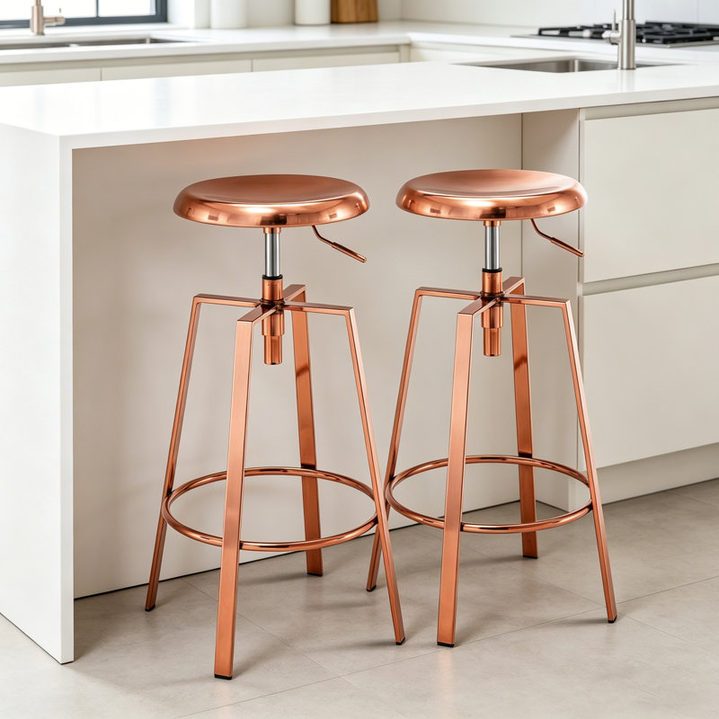 Ensemble de 2 tabourets pivotants avec structure en métal, tabourets de bar à hauteur de comptoir pour îlot de cuisine