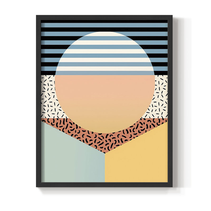 «Modern Memphis III», reproduction encadrée - bois massif, Cadre simple noir, H 10 po x l 8 po