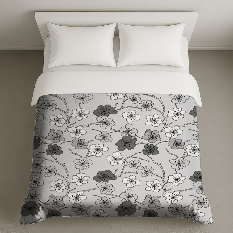 Housses de couette motif cerisier en fleurs, Très grand lit