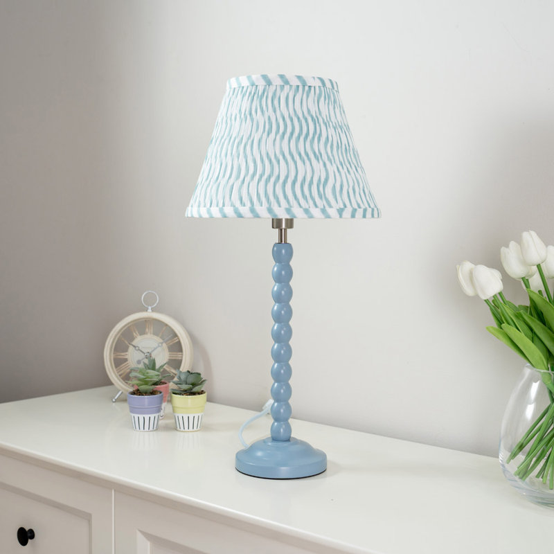 Cheyeanne Wood Table Lamp, Blue