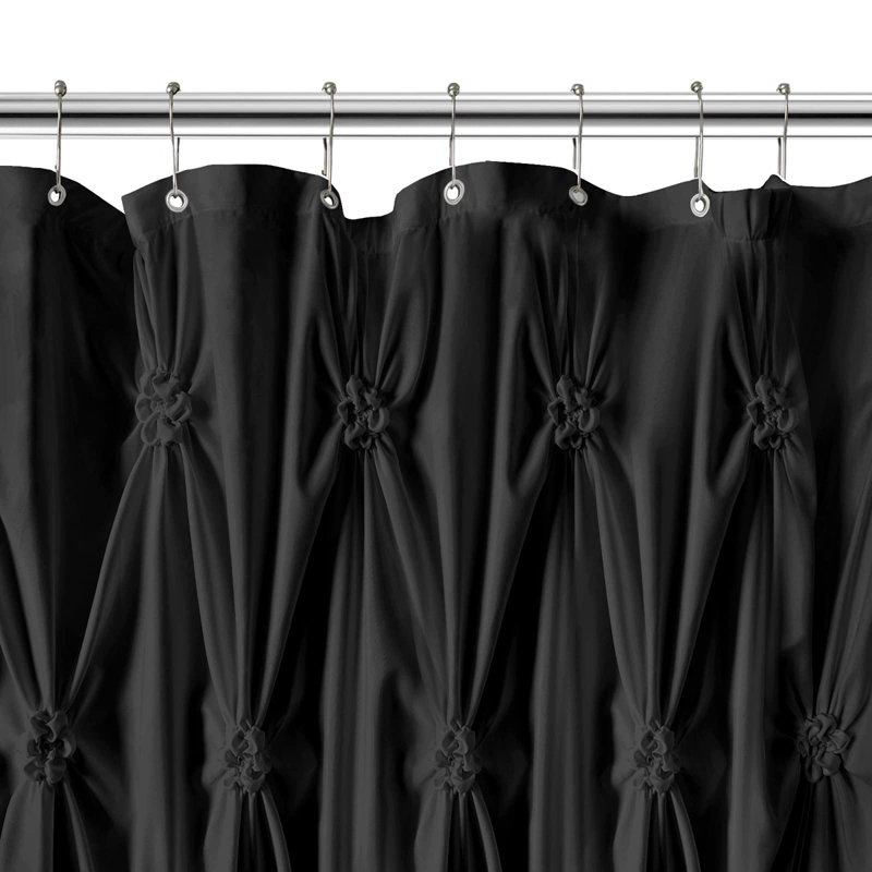 Jermesha Shower Curtain with Hooks Included, Black