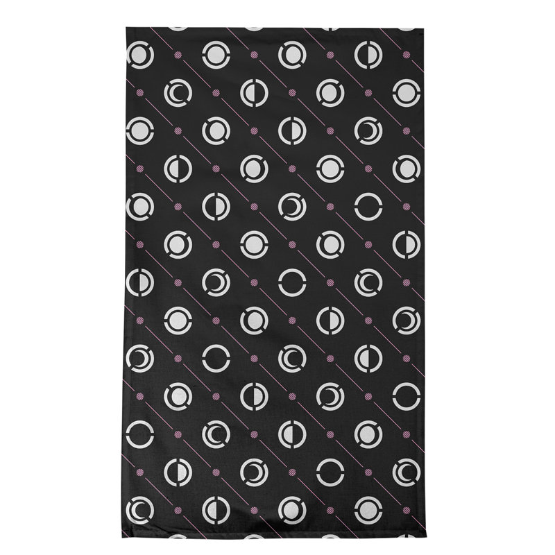 Torchon Moon phases, Noir / blanc / mauve, Croisé en coton