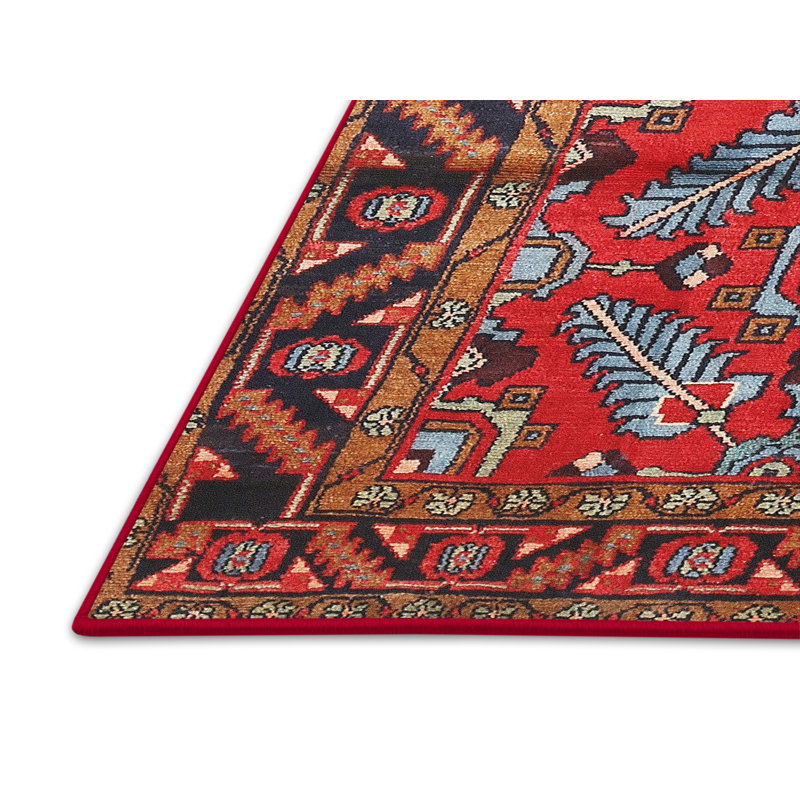 Tapis rouge/bleu traditionnel Reitman, Rectangle 4 pi x 6 pi