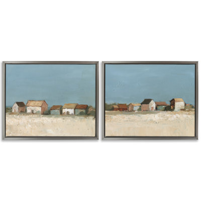  Ensemble de 2 toiles flottantes encadrées Country House in Distance par Ethan Harper