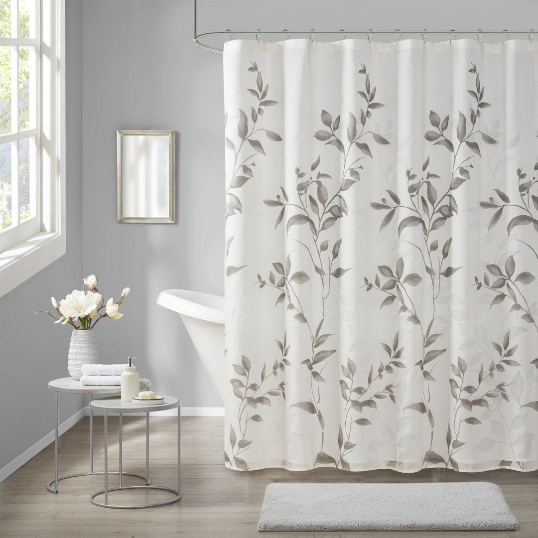 Trent Botanical Burnout Floral Printed Shower Curtain Madison Park 