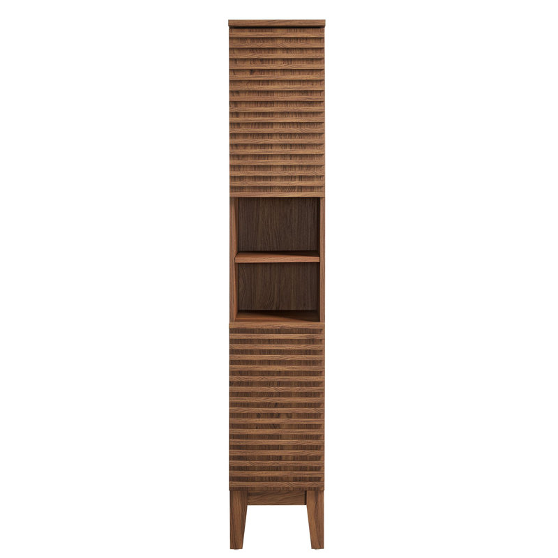 Walnut Tall Freestanding Cabinet with Adjustable Shelves