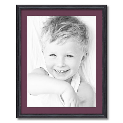 Black Wood Matte Picture Frame with Mat